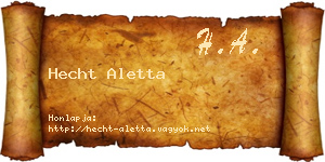 Hecht Aletta névjegykártya